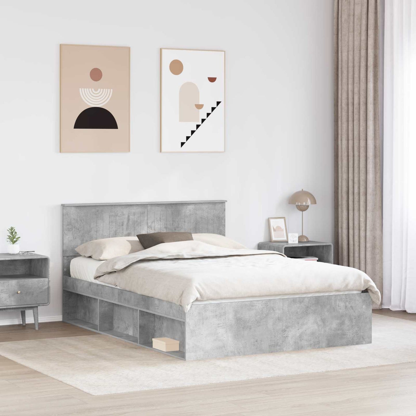 vidaXL Σκελετός Κρεβατιού Σκυρόδεμα 140 x 200 cm Στερεά ξυλεία πεύκου