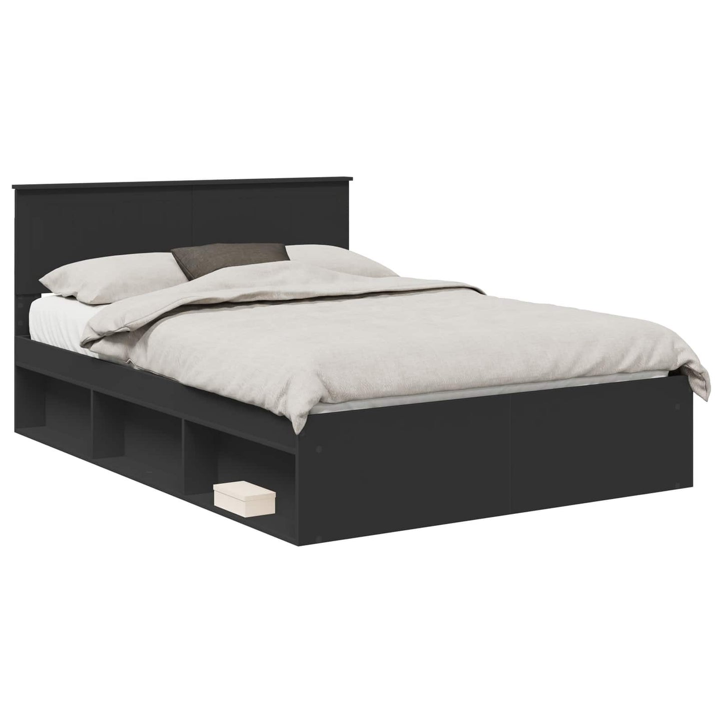 vidaXL Σκελετός Κρεβατιού Μαύρο 135 x 190 cm Στερεά ξυλεία πεύκου