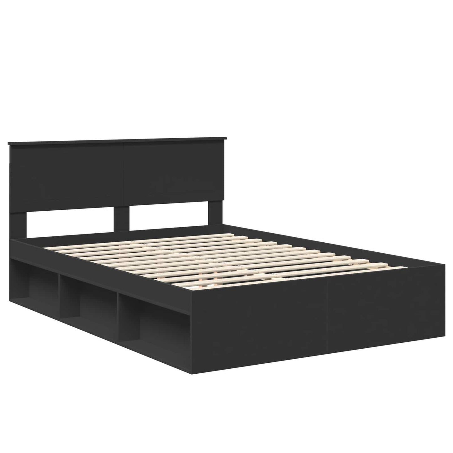 vidaXL Σκελετός Κρεβατιού Μαύρο 135 x 190 cm Στερεά ξυλεία πεύκου