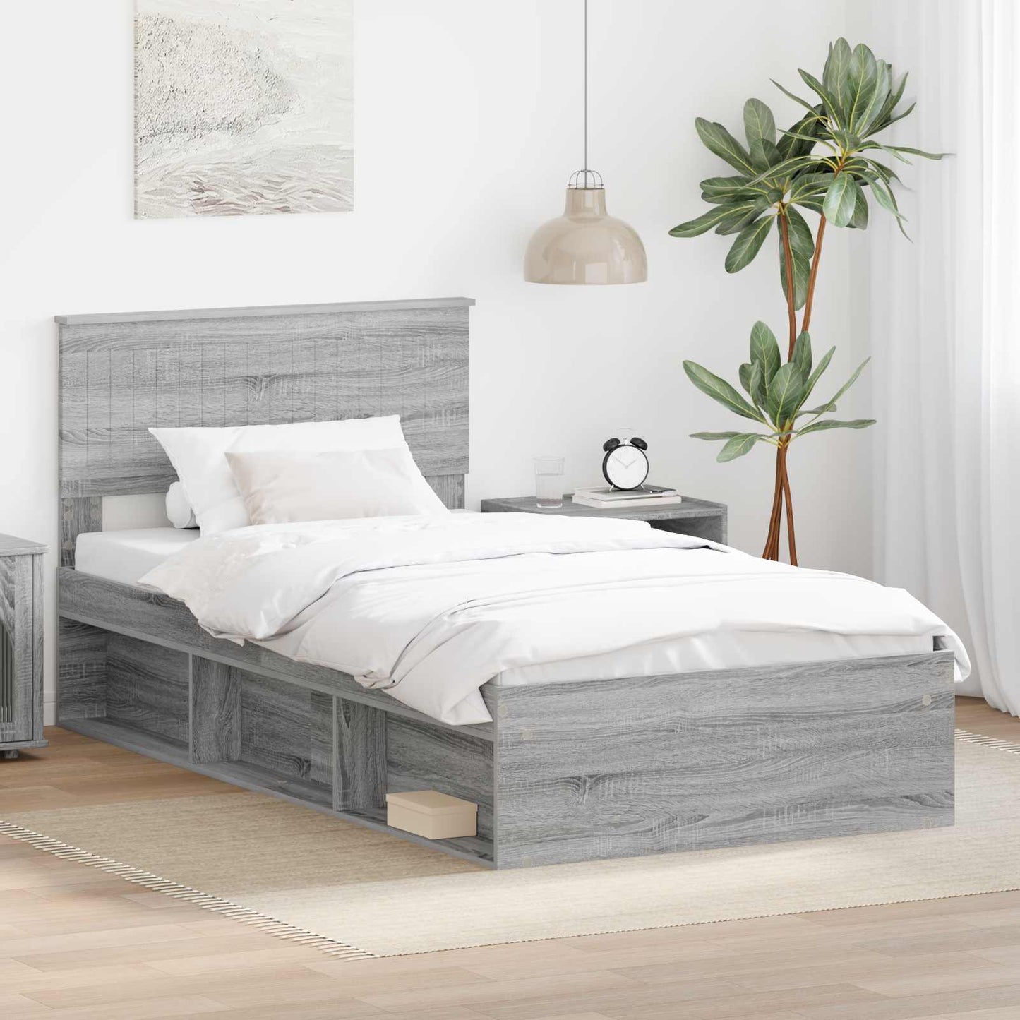 vidaXL Σκελετός Κρεβατιού Γκρι Sonoma 100 x 200 cm