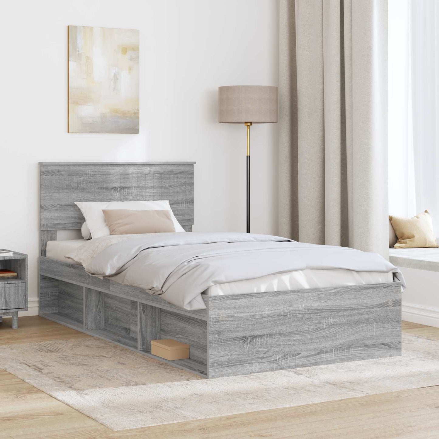 vidaXL Σκελετός Κρεβατιού Γκρι Sonoma 100 x 200 cm