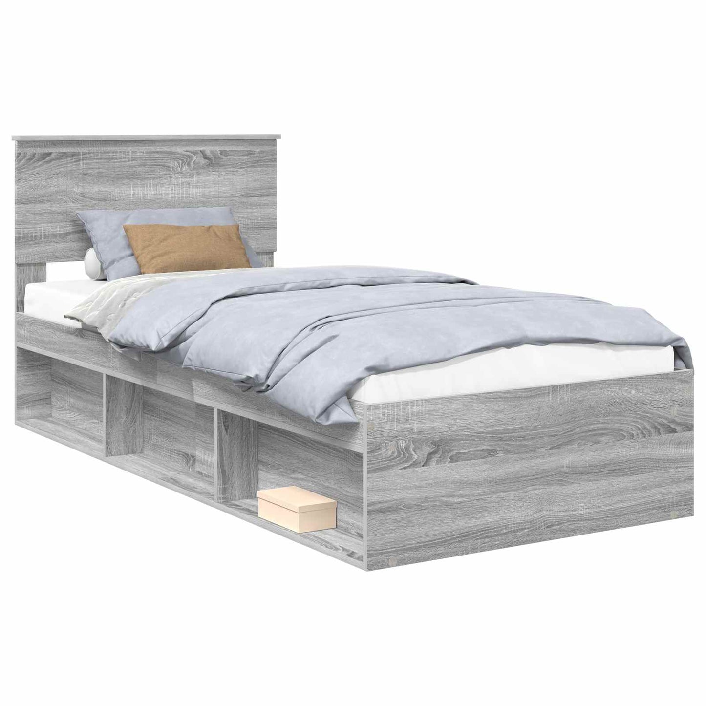 vidaXL Σκελετός Κρεβατιού Γκρι Sonoma 90 x 190 cm Στερεά ξυλεία πεύκου