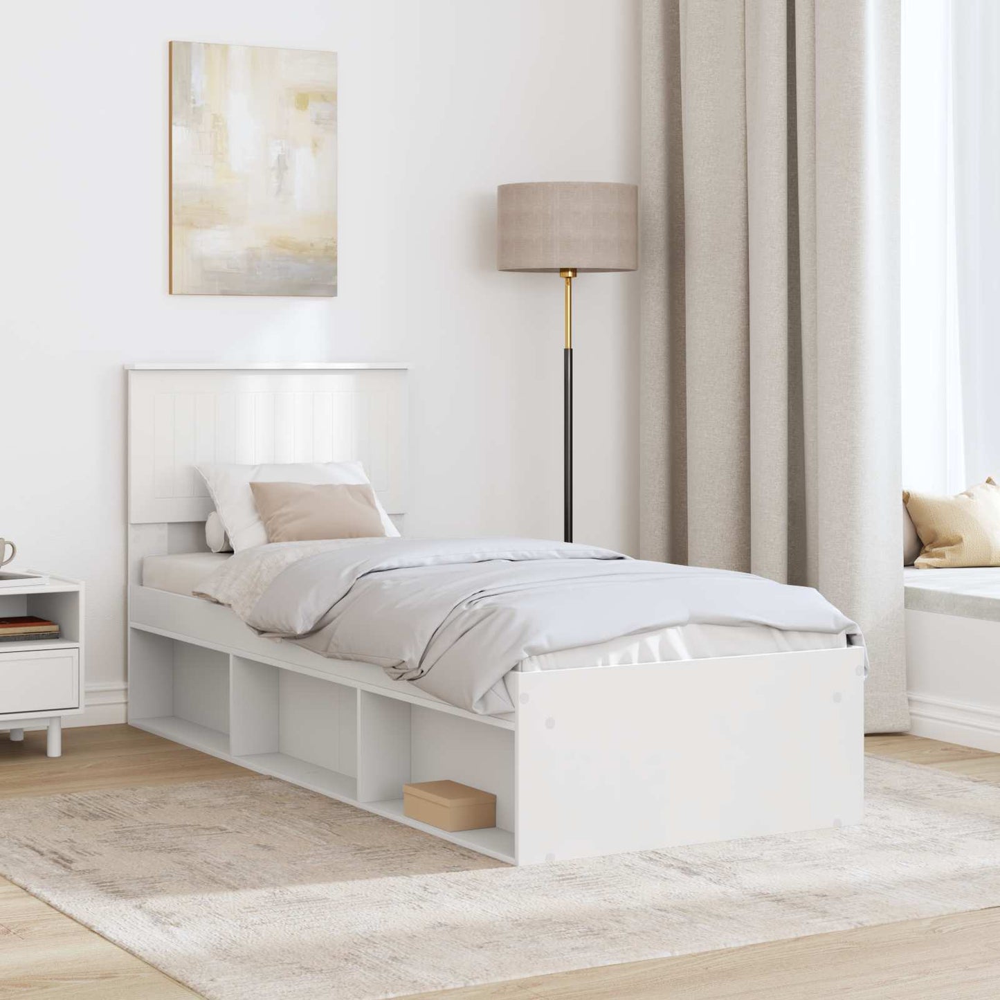 vidaXL Σκελετός Κρεβατιού Λευκό 75 x 190 cm Στερεά ξυλεία πεύκου