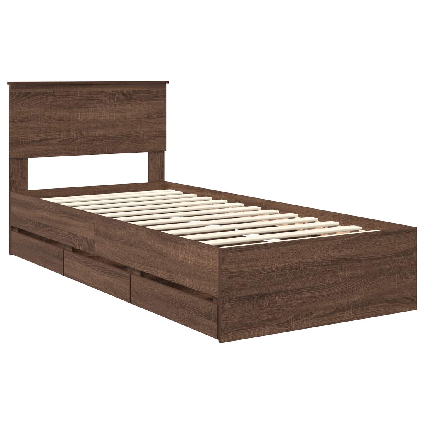 vidaXL Σκελετός Κρεβατιού Καφέ δρυς 90 x 190 cm Μηχανήματος Ξύλο