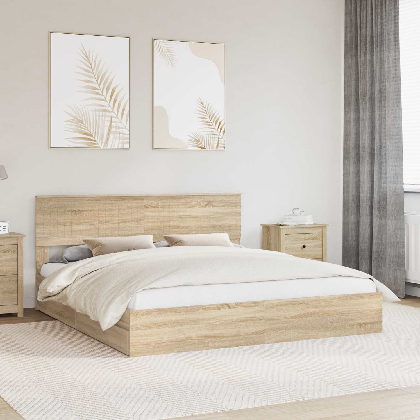 vidaXL Κρεβάτι Αποθήκης Δρύς Sonoma 180 x 200 cm Επεξεργασμένο ξύλο