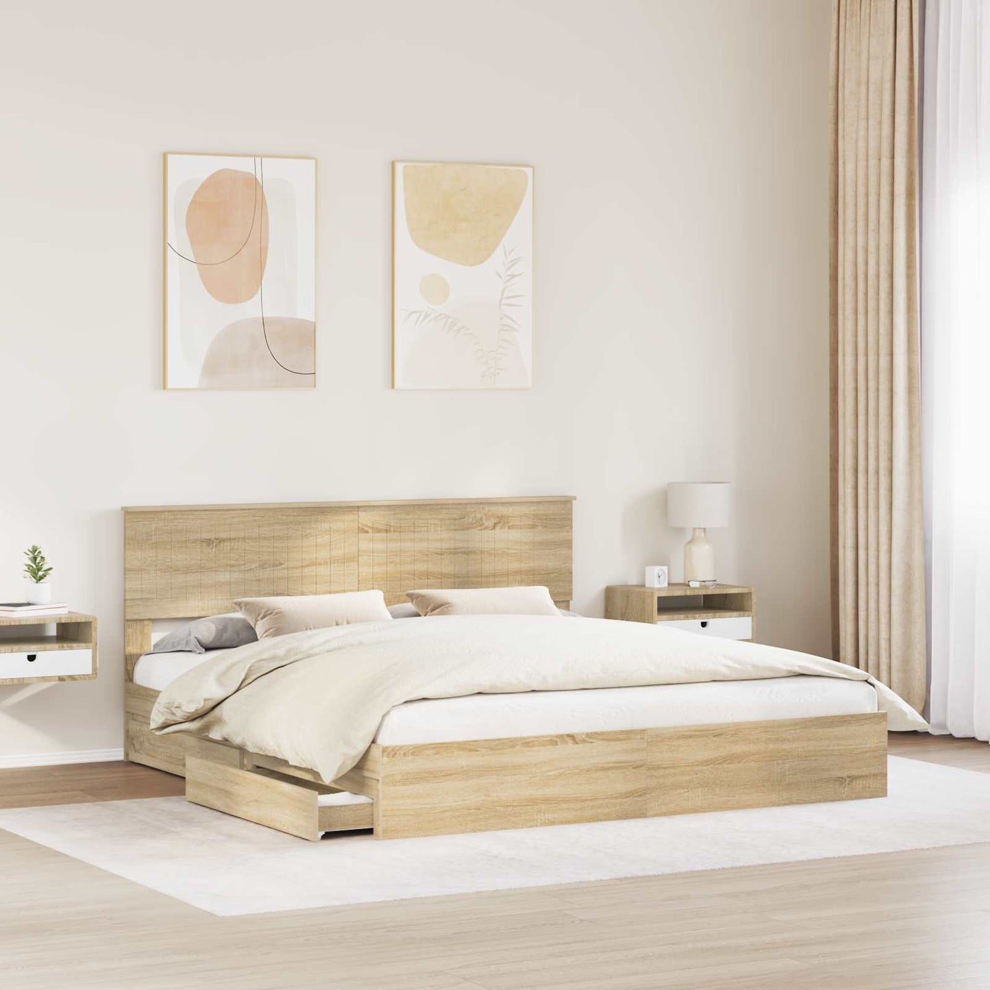 vidaXL Κρεβάτι Αποθήκης Δρύς Sonoma 180 x 200 cm Επεξεργασμένο ξύλο