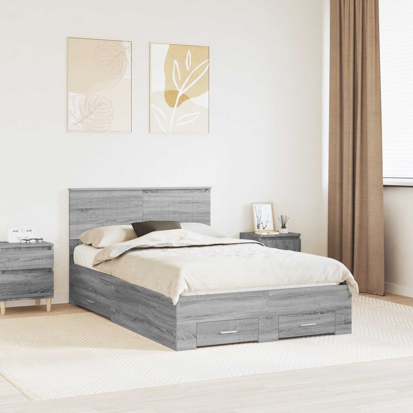 vidaXL Σκελετός Κρεβατιού Γκρι Sonoma 120 x 190 cm Επεξεργασμένο Ξύλο