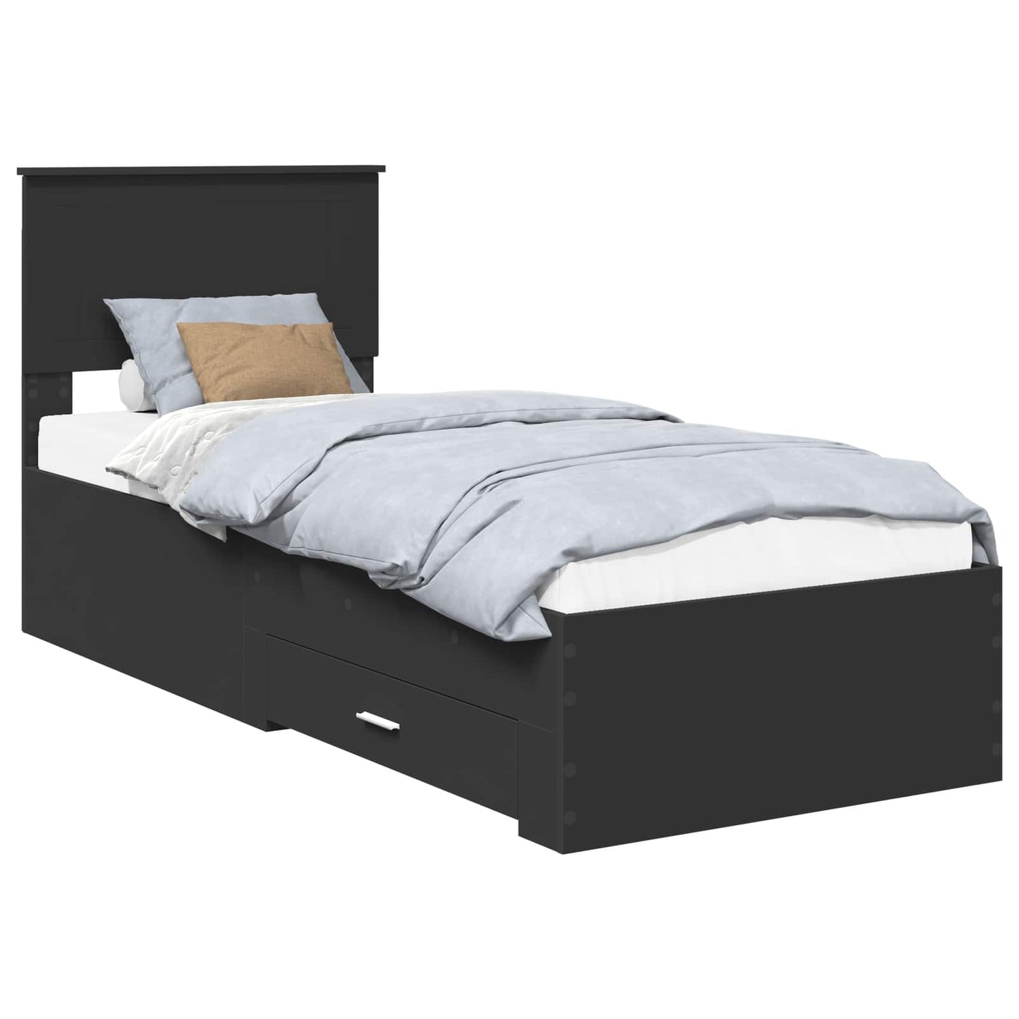 vidaXL Σκελετός Κρεβατιού Μαύρο 75 x 190 cm Επεξεργασμένο Ξύλο
