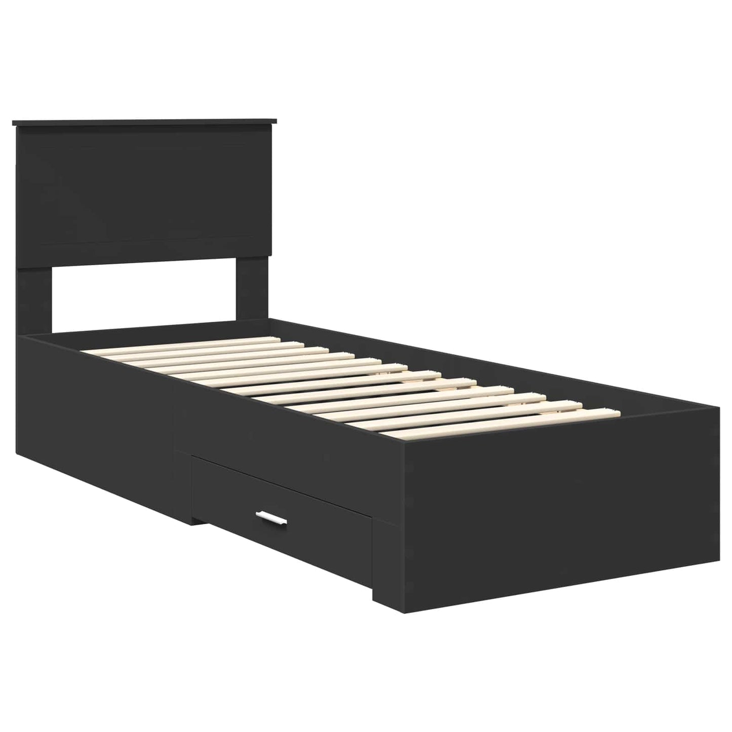vidaXL Σκελετός Κρεβατιού Μαύρο 75 x 190 cm Επεξεργασμένο Ξύλο