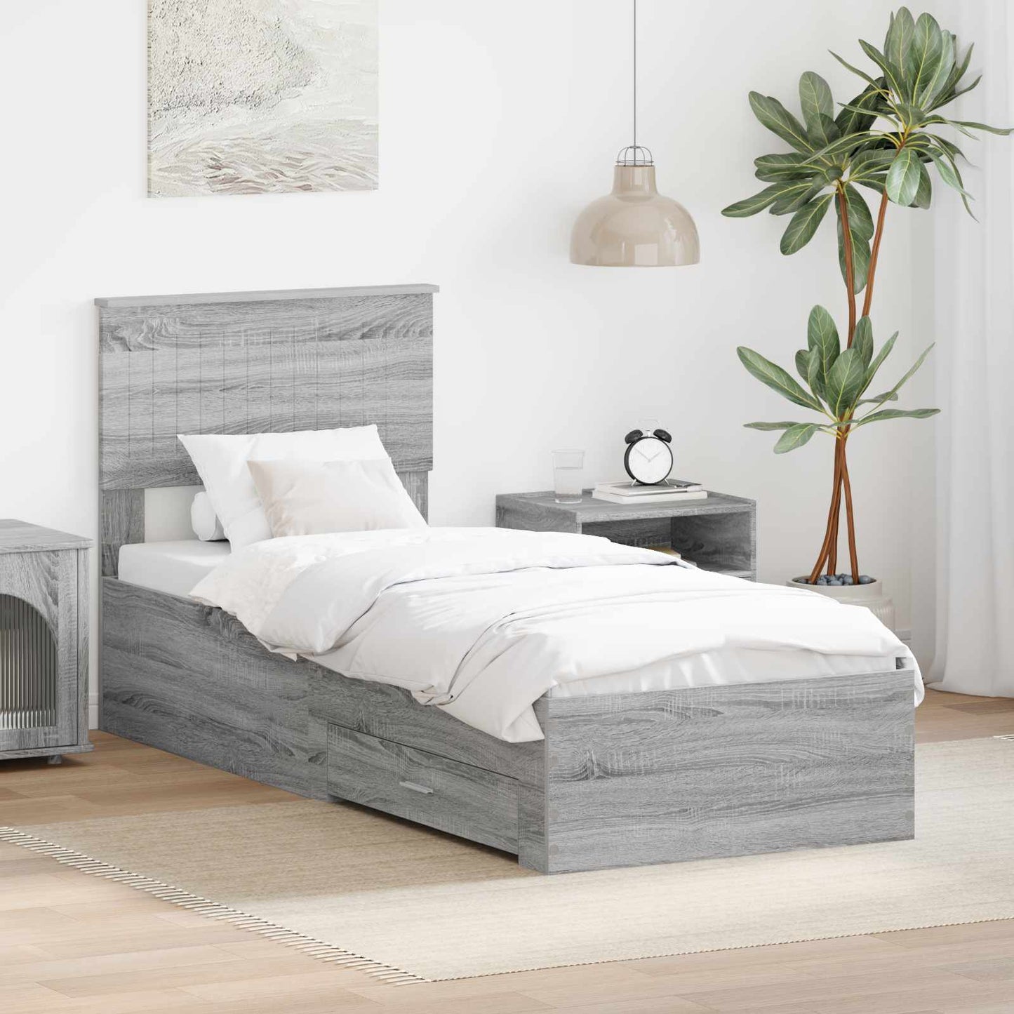 vidaXL Σκελετός Κρεβατιού Γκρι Sonoma 75 x 190 cm Επεξεργασμένο Ξύλο