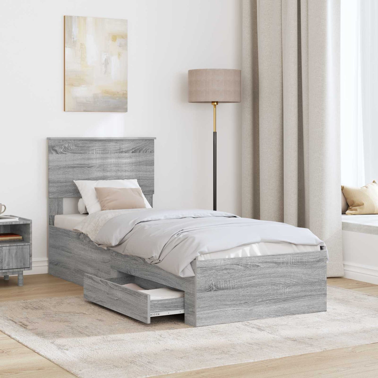 vidaXL Σκελετός Κρεβατιού Γκρι Sonoma 75 x 190 cm Επεξεργασμένο Ξύλο