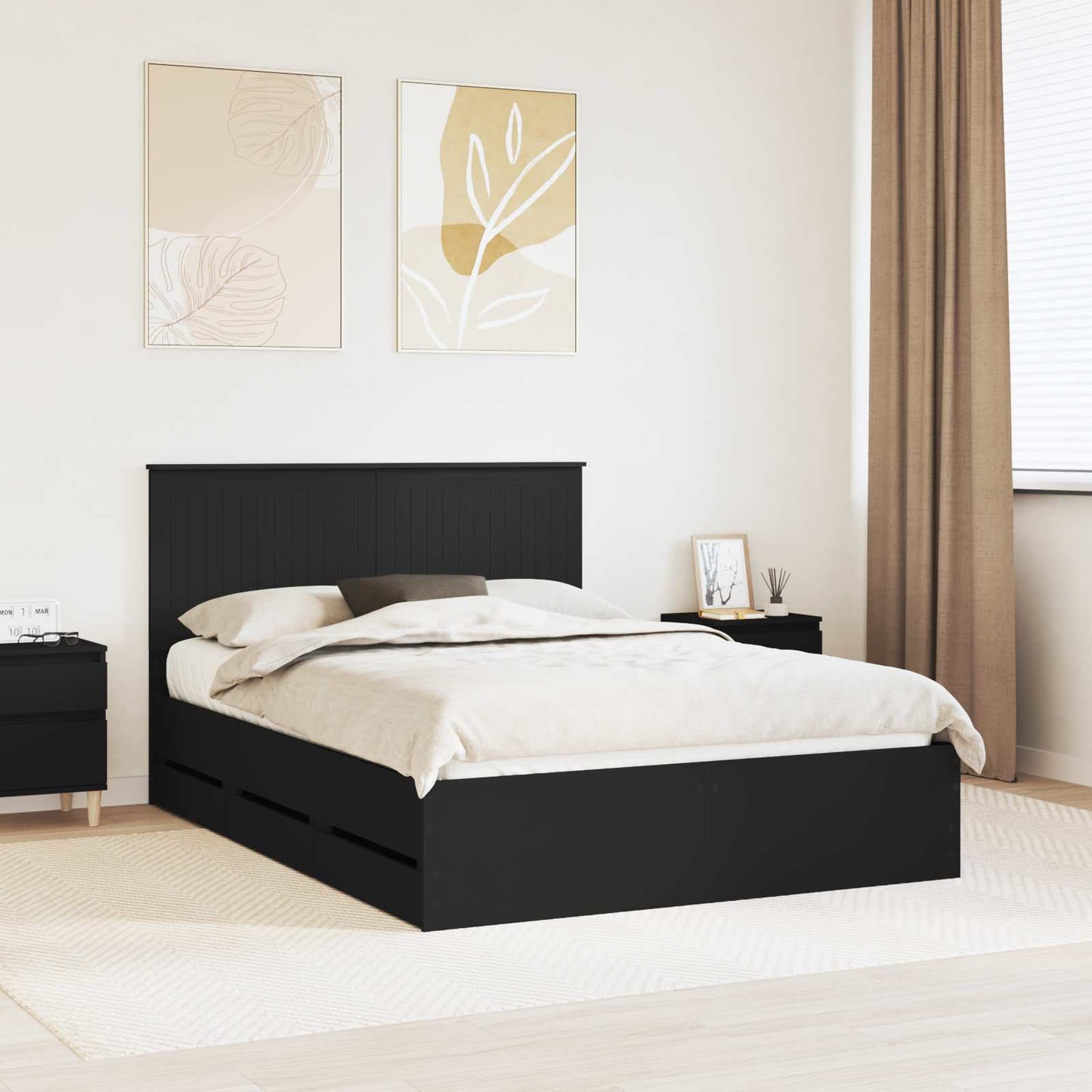 vidaXL Σκελετός Κρεβατιού Μαύρο 140 x 200 cm Μηχανήματος Ξύλο