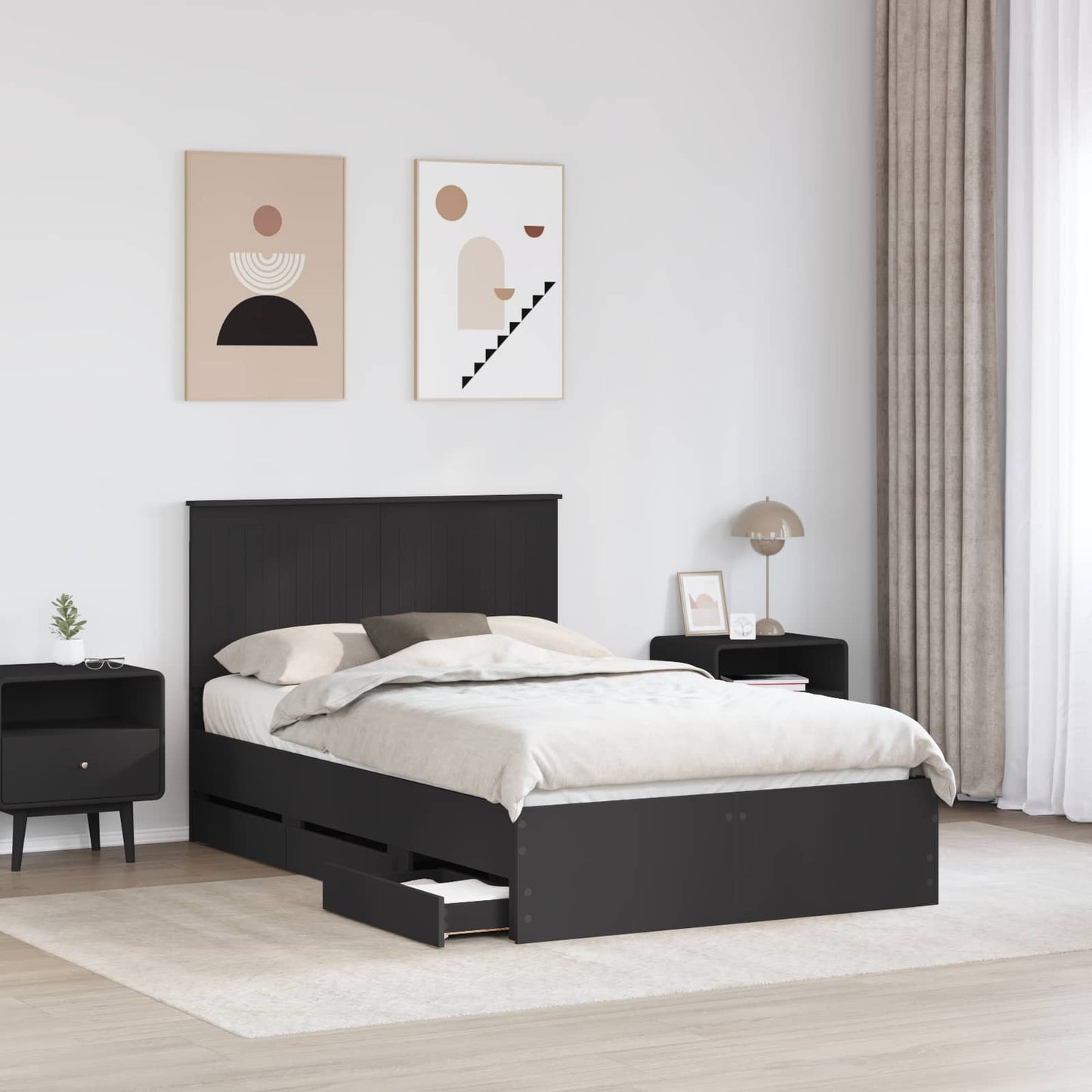 vidaXL Σκελετός Κρεβατιού Μαύρο 120 x 190 cm Μηχανήματος Ξύλο