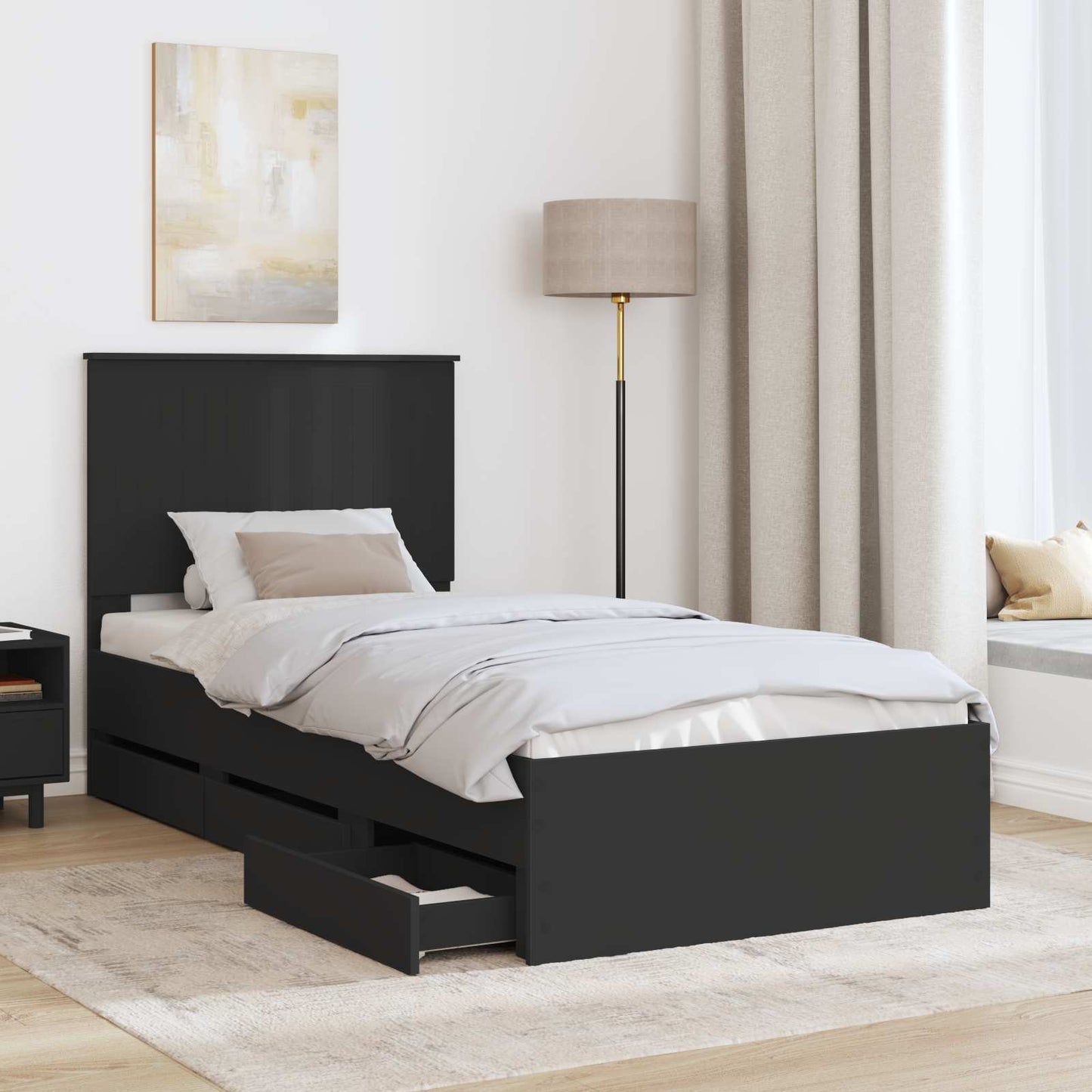 vidaXL Σκελετός Κρεβατιού Μαύρο 90 x 200 cm Μηχανήματος Ξύλο