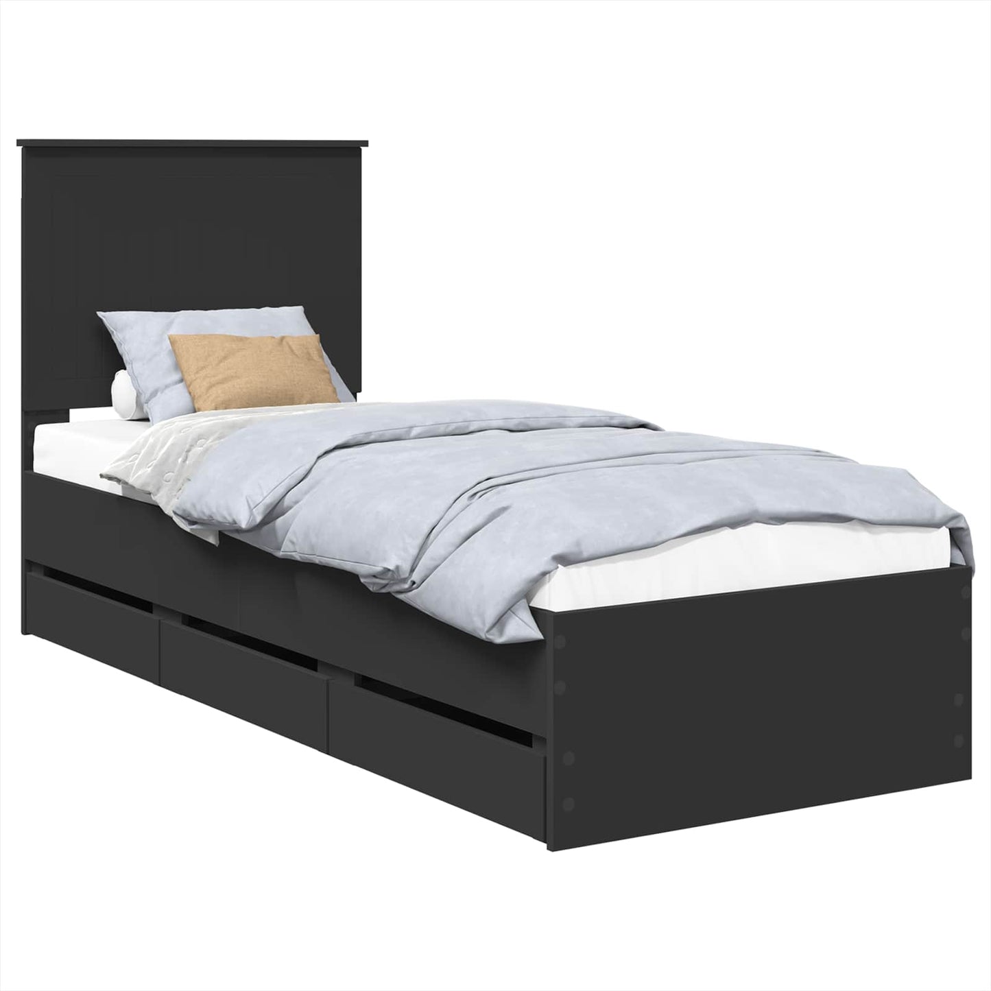 vidaXL Σκελετός Κρεβατιού Μαύρο 75 x 190 cm Μηχανήματος Ξύλο