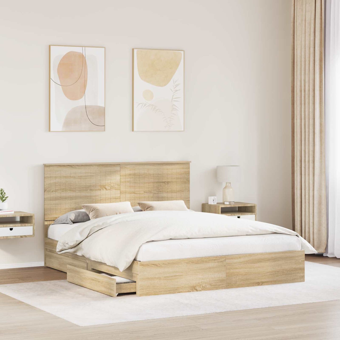vidaXL Κρεβάτι Αποθήκης Δρύς Sonoma 160 x 200 cm Επεξεργασμένο ξύλο