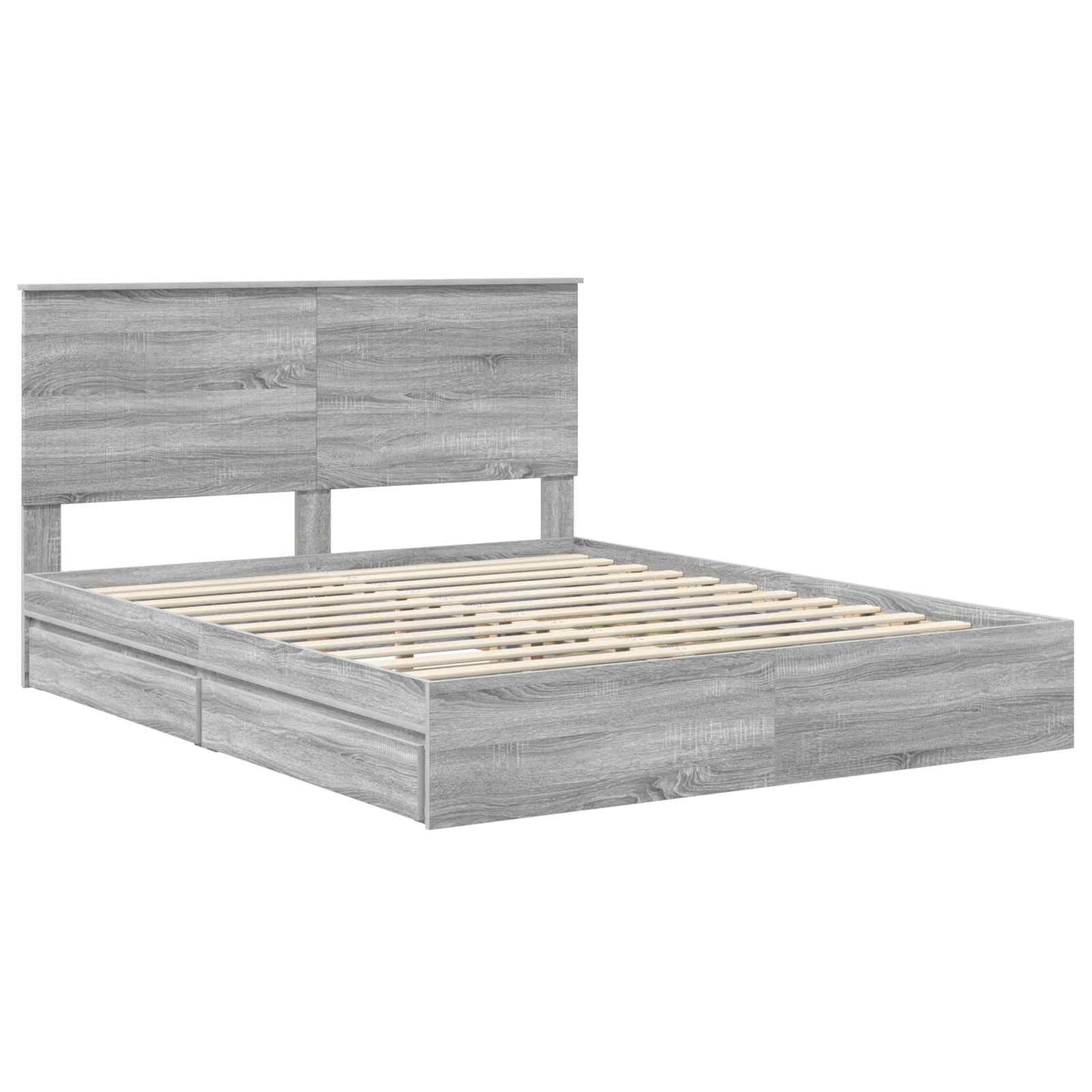 vidaXL Κρεβάτι Αποθήκης Γκρίζο Σονομα 160 x 200 cm Επεξεργασμένο Ξύλο