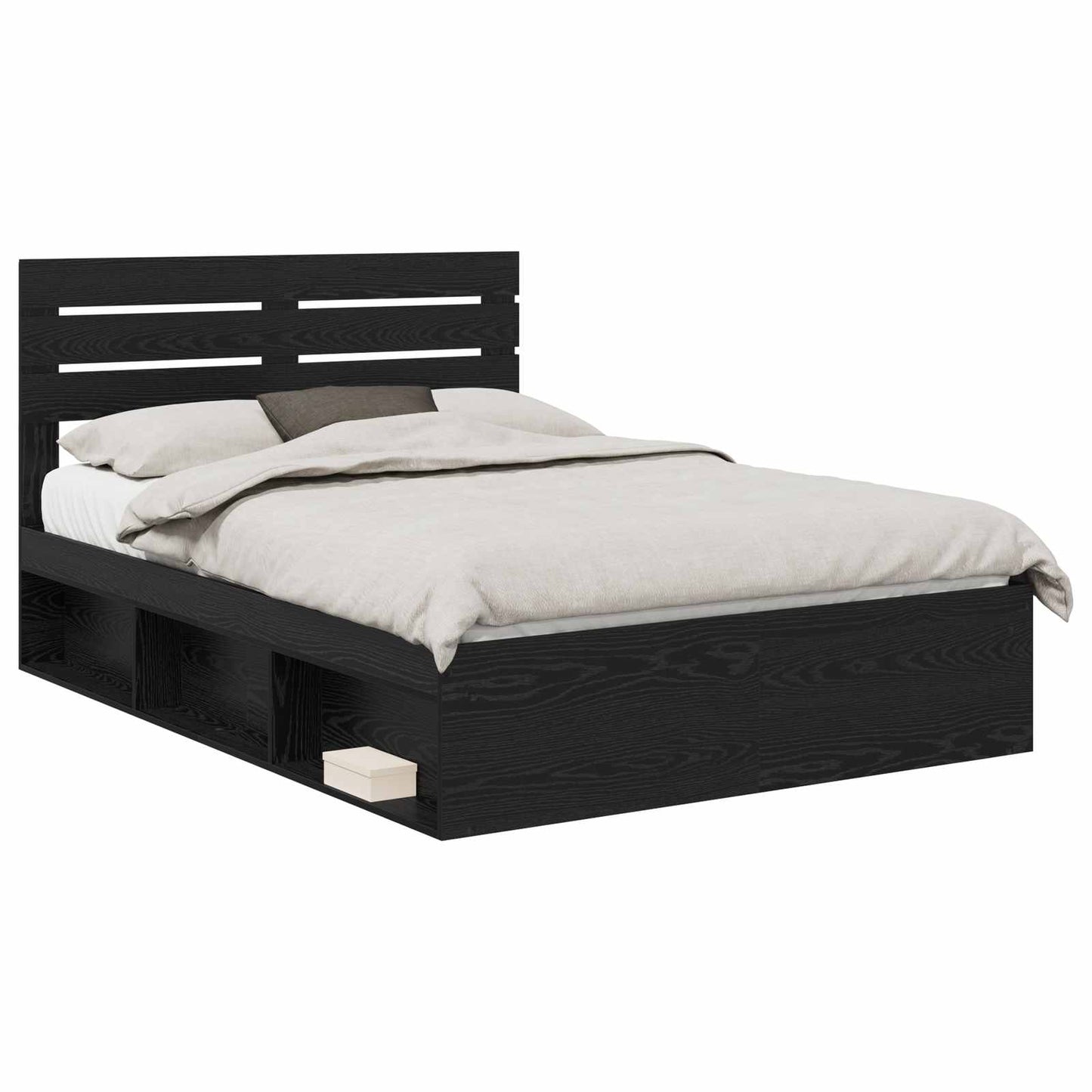 vidaXL Σκελετός Κρεβατιού Μαύρο 150 x 200 cm Στερεά ξυλεία πεύκου
