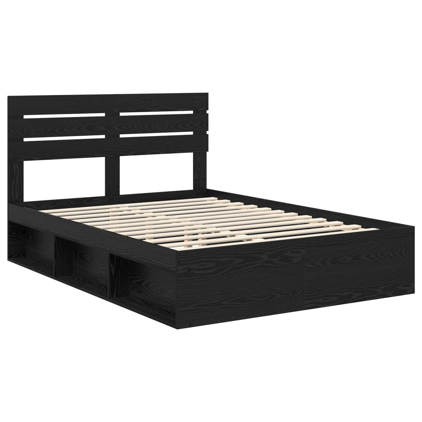 vidaXL Σκελετός Κρεβατιού Μαύρο 150 x 200 cm Στερεά ξυλεία πεύκου