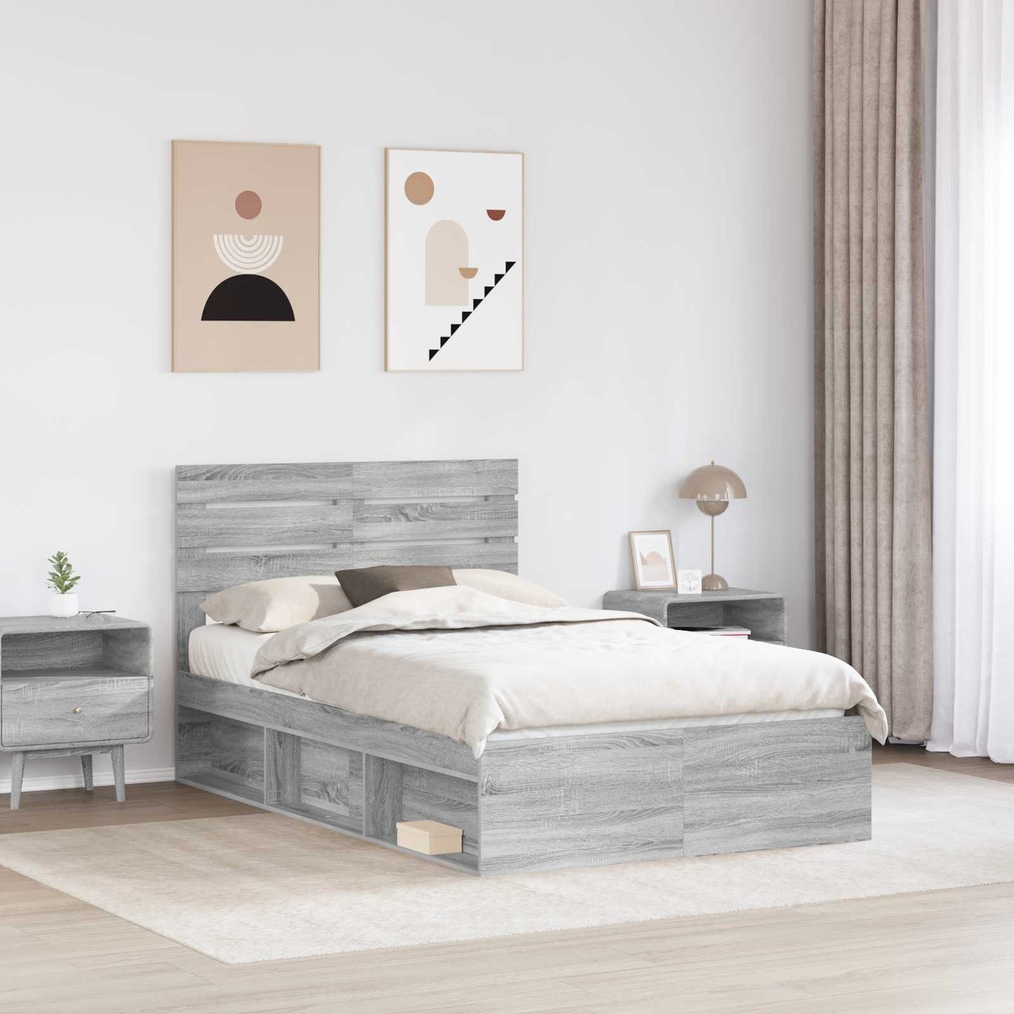 vidaXL Σκελετός Κρεβατιού Γκρι Sonoma 120 x 190 cm