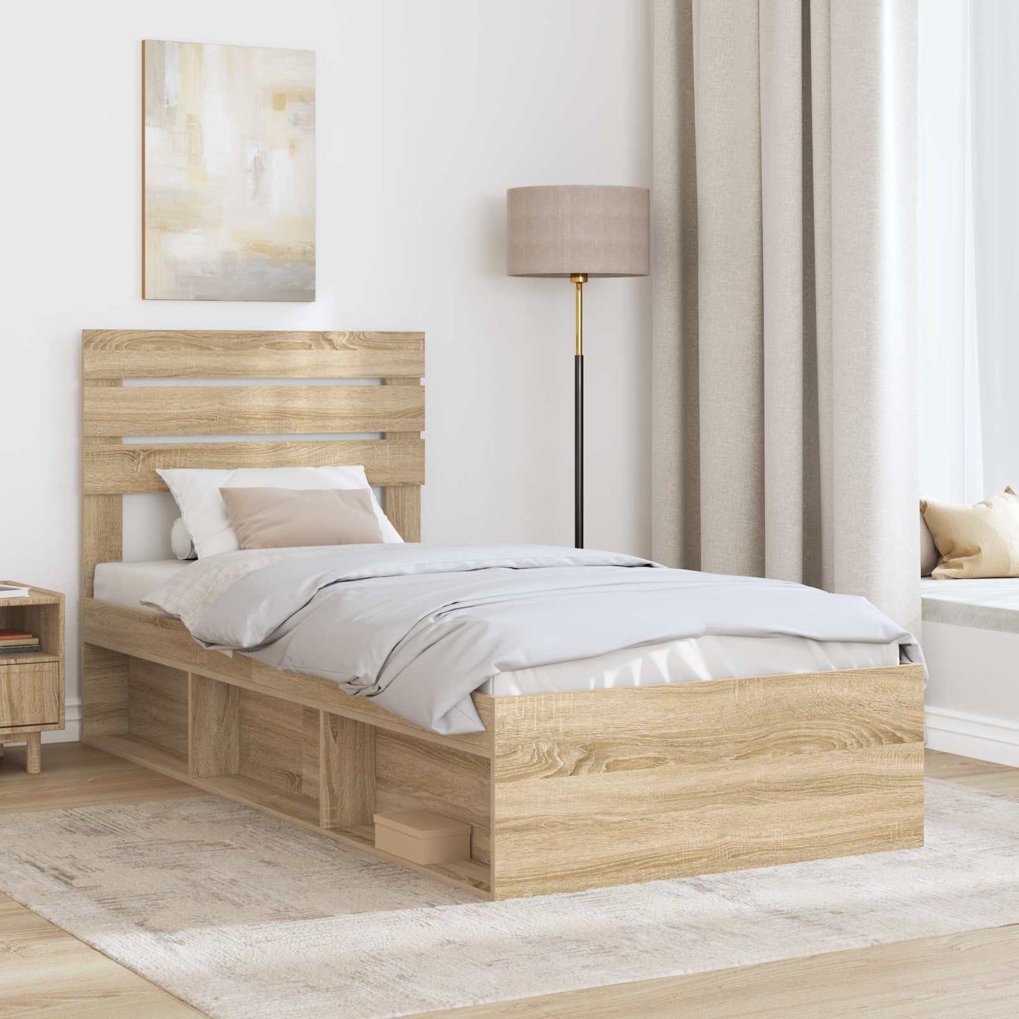 vidaXL Σκελετός Κρεβατιού Sonoma δρυς 90 x 190 cm Στερεά ξυλεία πεύκου