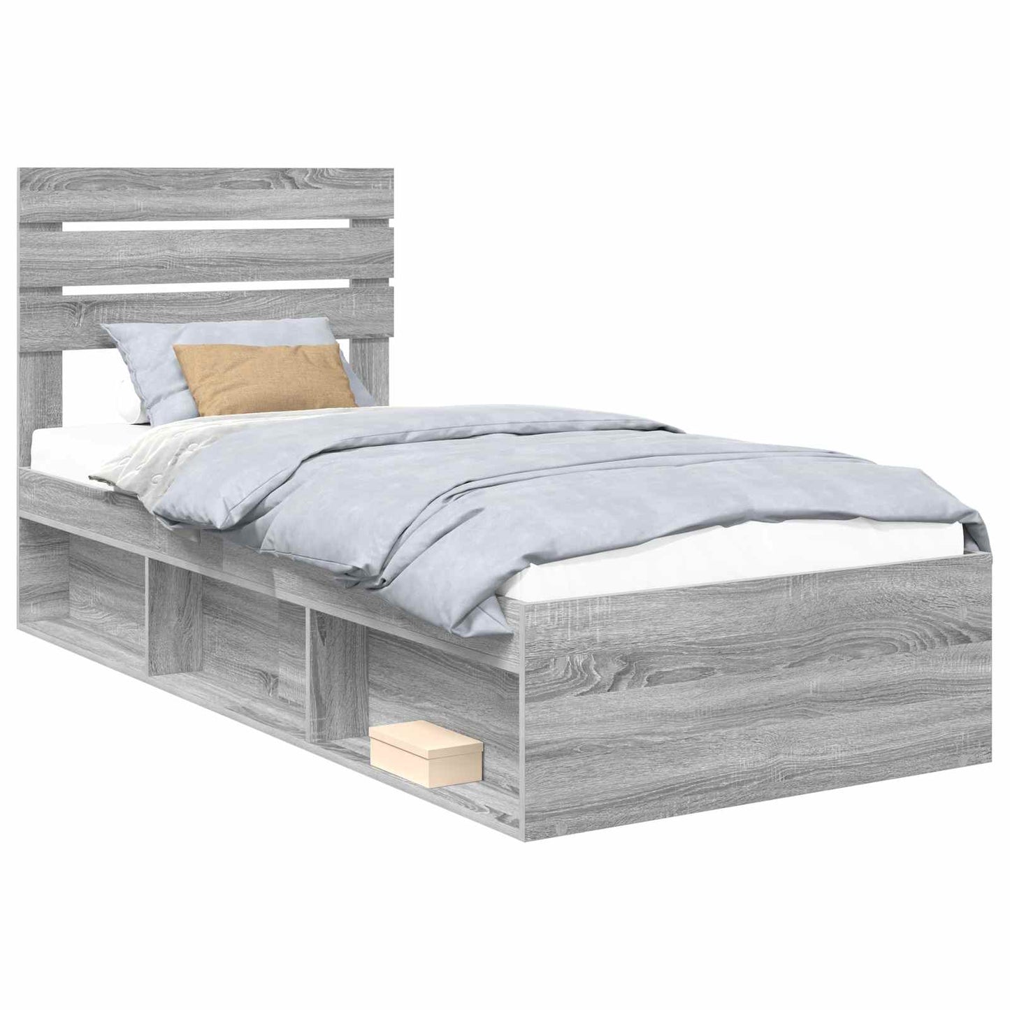 vidaXL Σκελετός Κρεβατιού Γκρι Sonoma 90 x 190 cm Στερεά ξυλεία πεύκου