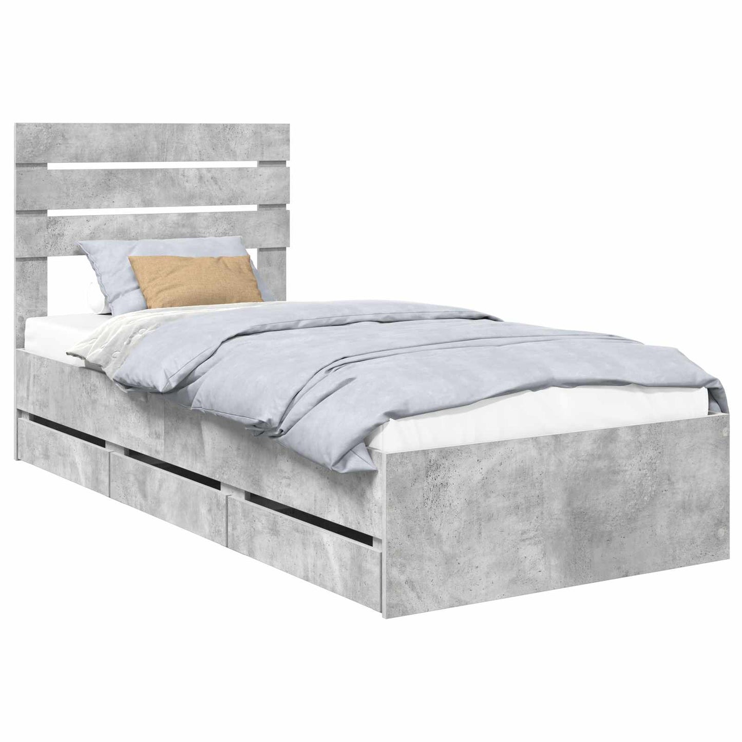 vidaXL Σκελετός Κρεβατιού Σκυρόδεμα Γκρι 90 x 200 cm Μηχανήματος Ξύλο