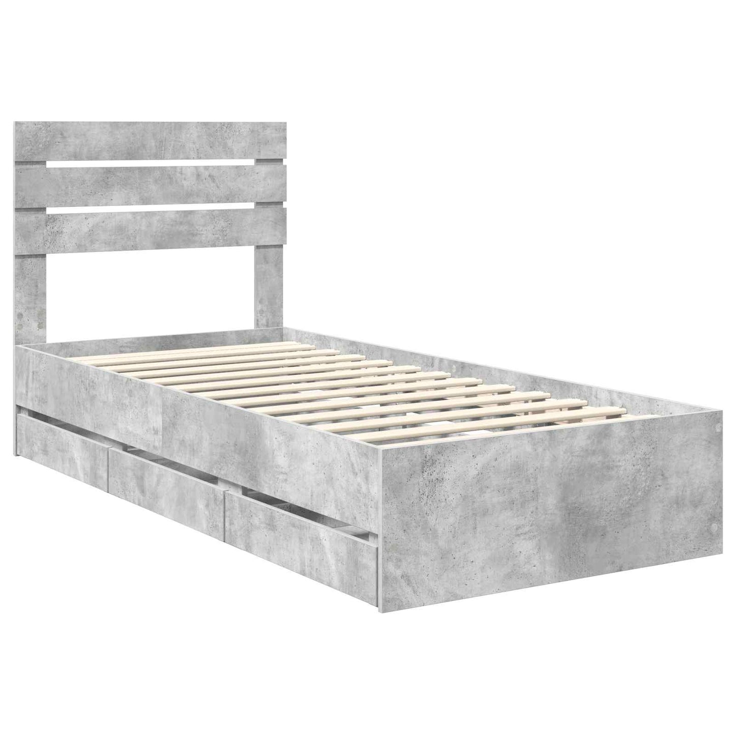 vidaXL Σκελετός Κρεβατιού Σκυρόδεμα Γκρι 90 x 200 cm Μηχανήματος Ξύλο