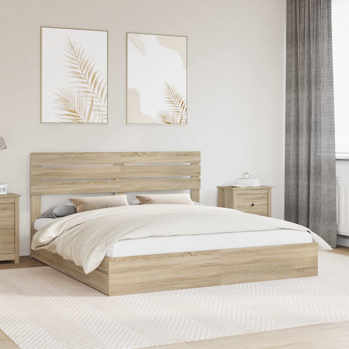 vidaXL Κρεβάτι Αποθήκης Δρύς Sonoma 180 x 200 cm Επεξεργασμένο ξύλο