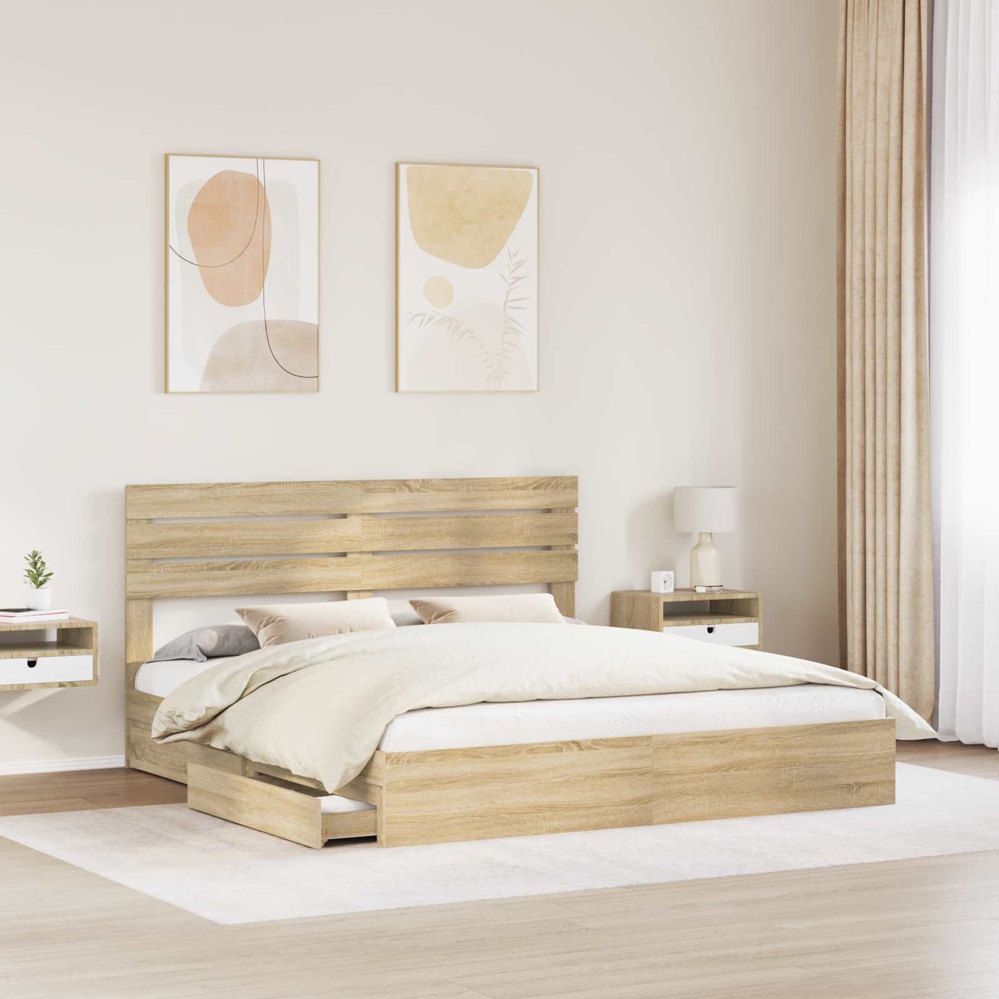 vidaXL Κρεβάτι Αποθήκης Δρύς Sonoma 180 x 200 cm Επεξεργασμένο ξύλο