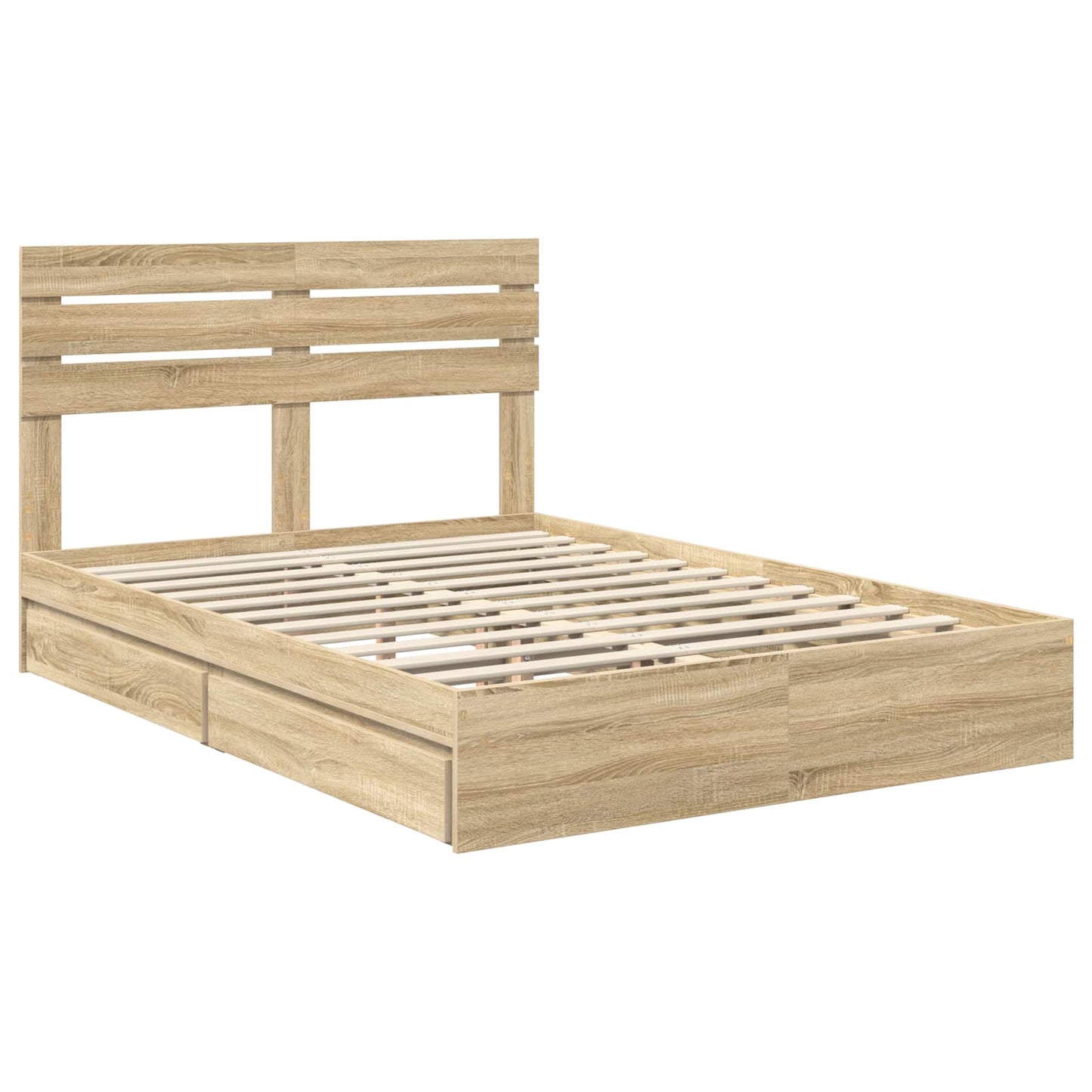 vidaXL Κρεβάτι Αποθήκης Δρύς Sonoma 140 x 190 cm Επεξεργασμένο Ξύλο