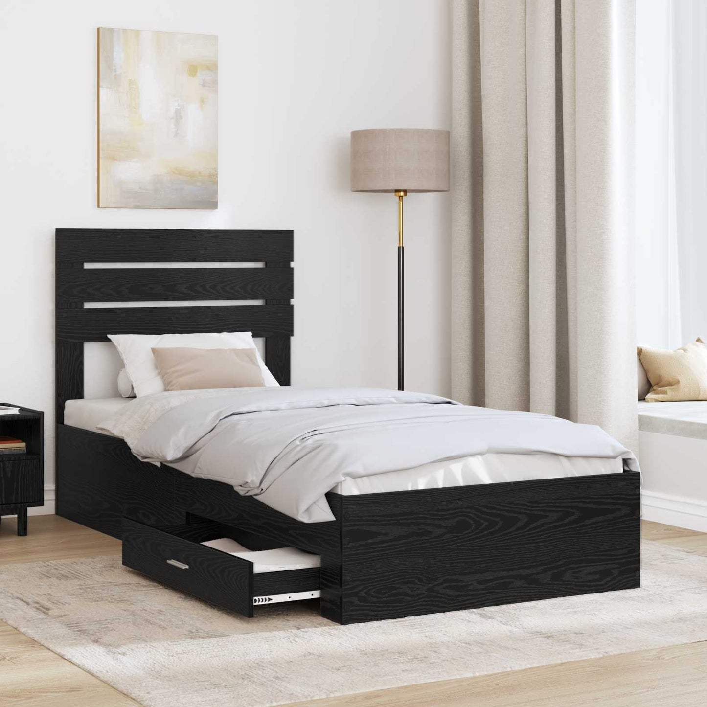 vidaXL Σκελετός Κρεβατιού Μαύρη Οξυά 100 x 200 cm Επεξεργασμένο Ξύλο