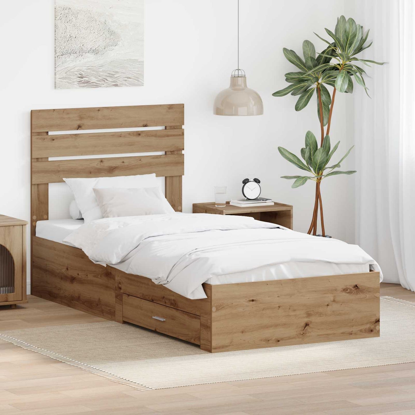 vidaXL Σκελετός Κρεβατιού Artisan Oak 100 x 200 cm Επεξεργασμένο Ξύλο