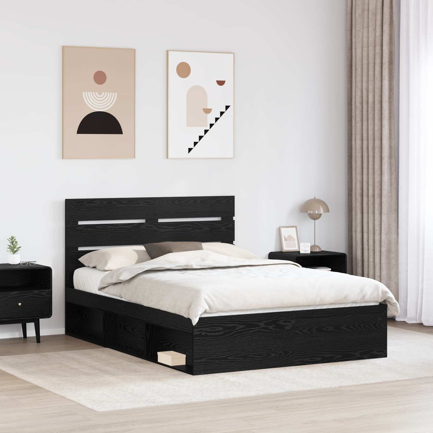 vidaXL Σκελετός Κρεβατιού Μαύρο 140 x 190 cm Στερεά ξυλεία πεύκου