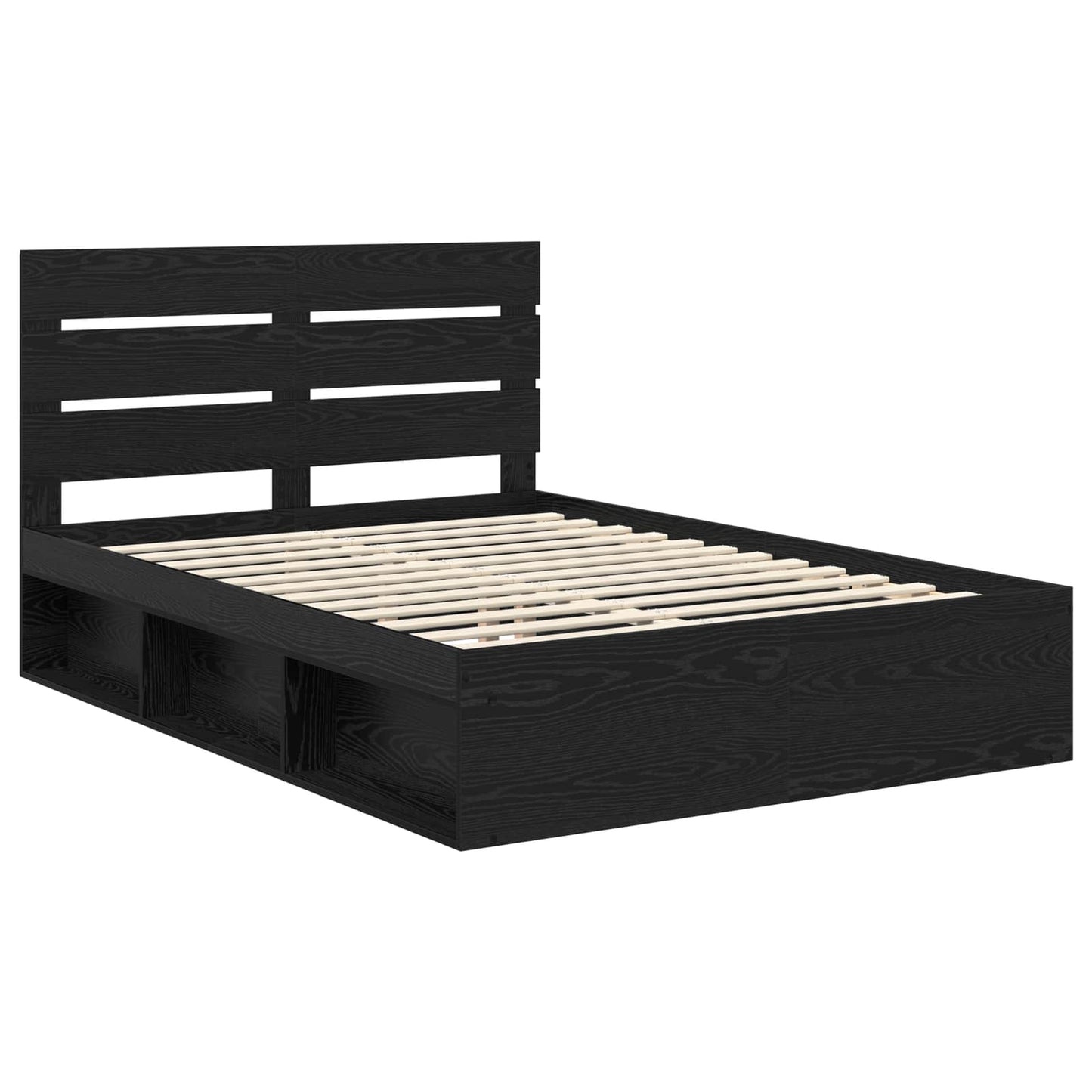 vidaXL Σκελετός Κρεβατιού Μαύρο 140 x 190 cm Στερεά ξυλεία πεύκου