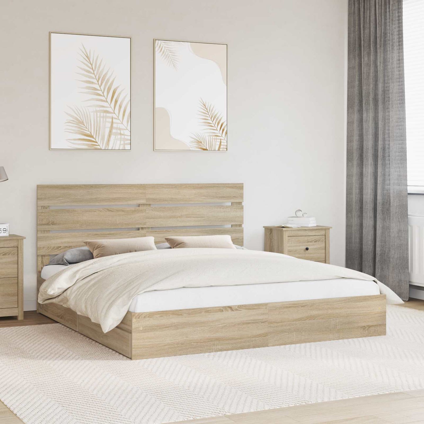 vidaXL Κρεβάτι Αποθήκης Δρύς Sonoma 180 x 200 cm Επεξεργασμένο ξύλο
