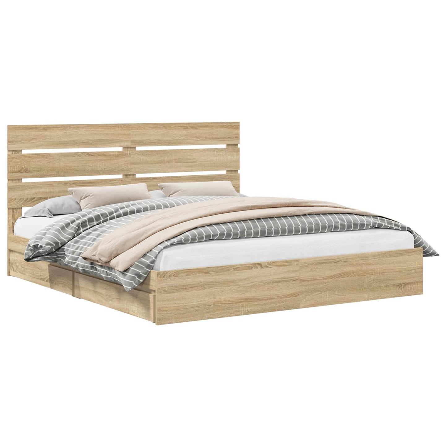 vidaXL Κρεβάτι Αποθήκης Δρύς Sonoma 180 x 200 cm Επεξεργασμένο ξύλο