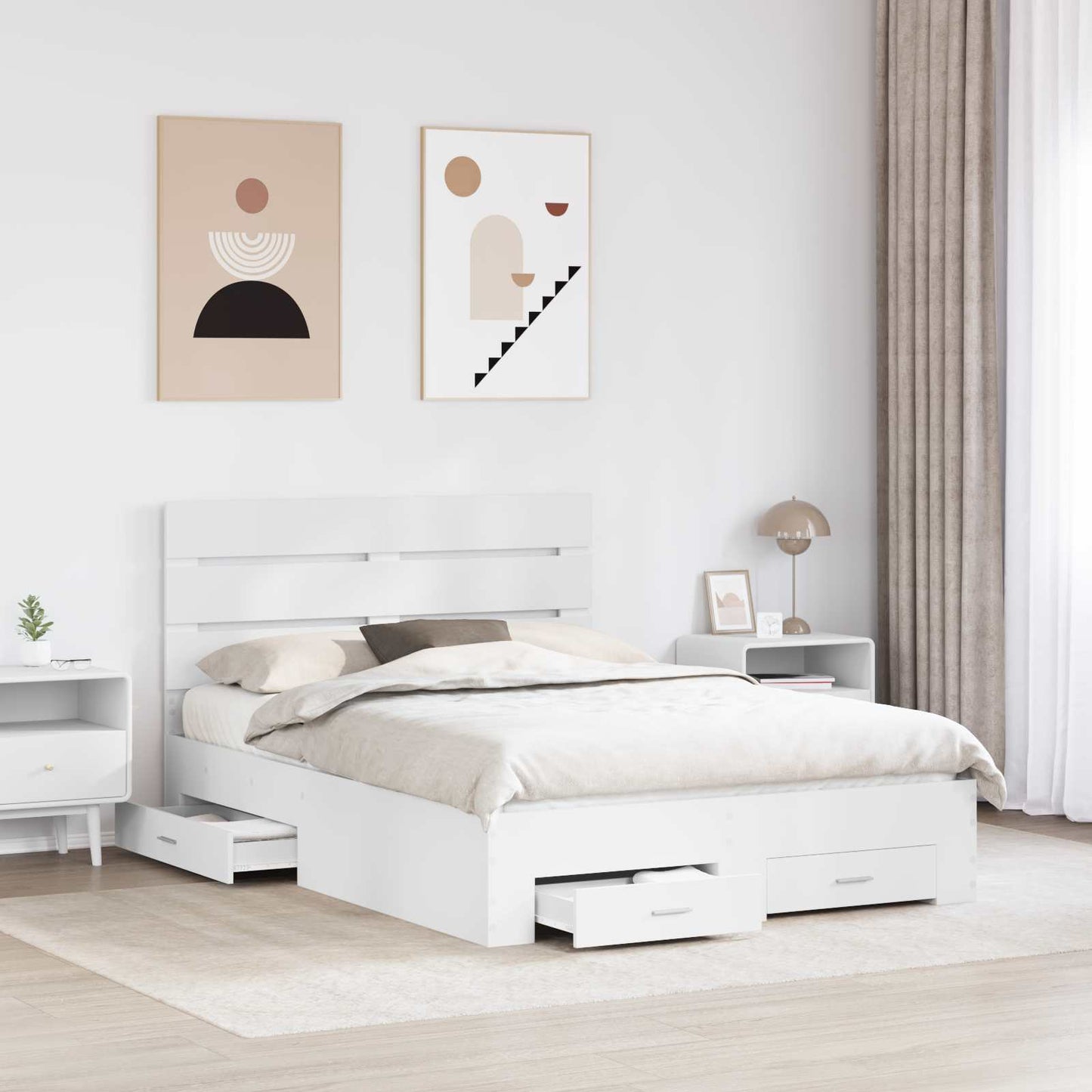 vidaXL Σκελετός Κρεβατιού Λευκό 160 x 200 cm Επεξεργασμένο Ξύλο