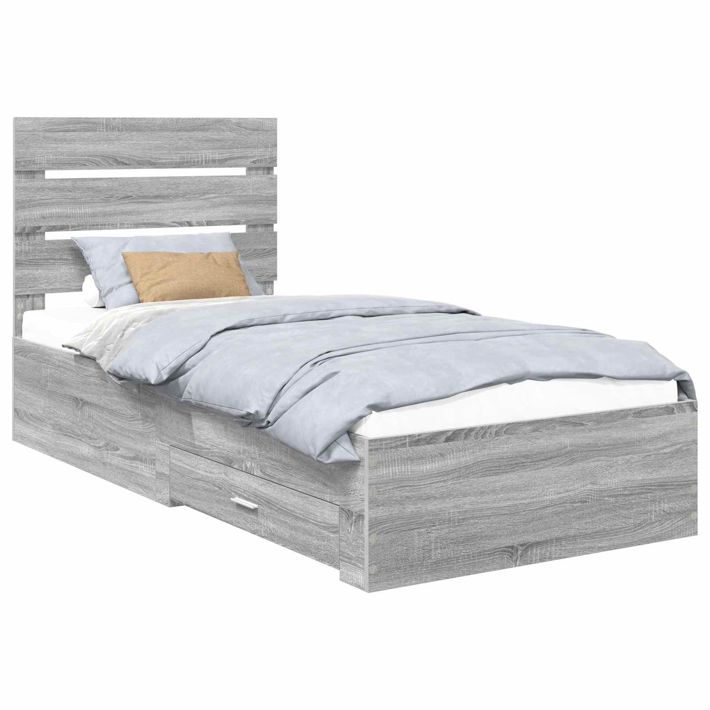 vidaXL Σκελετός Κρεβατιού Γκρίζο Σονομα 90 x 190 cm Επεξεργασμένο Ξύλο