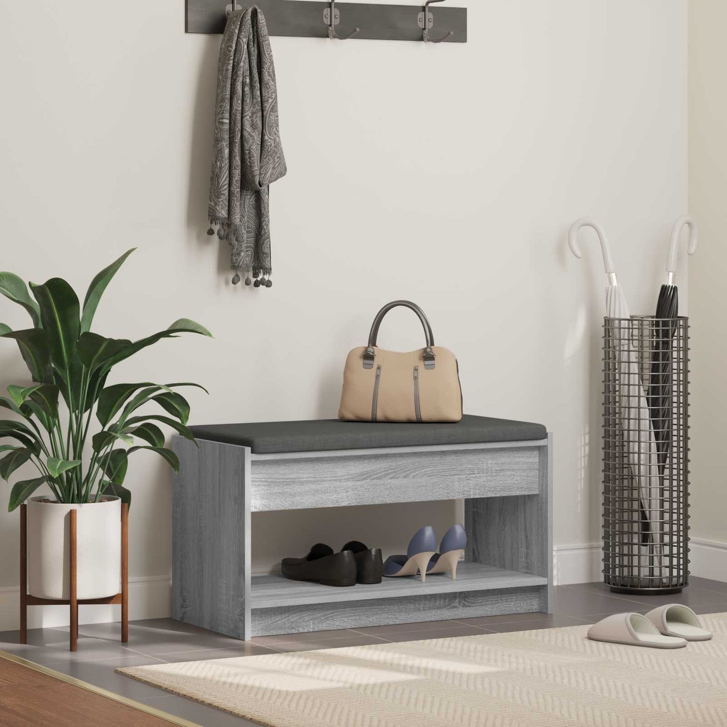 vidaXL Παγκάκι Χαλωρίου Γκρι Σονομά 83 x 38 x 45 εκ