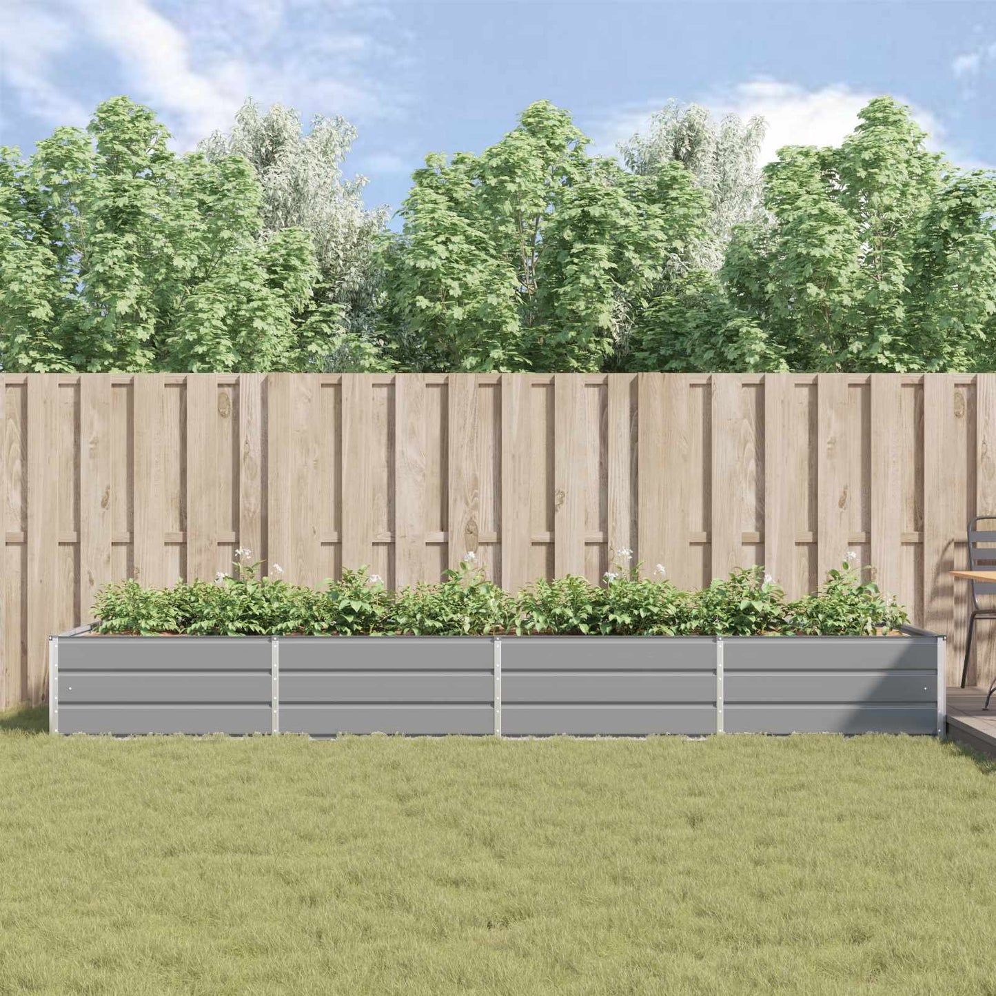 vidaXL Γλάστρα Ανοιχτό γκρι 385 x 100 x 45 εκ Γαλβανισμένος Χάλυβας