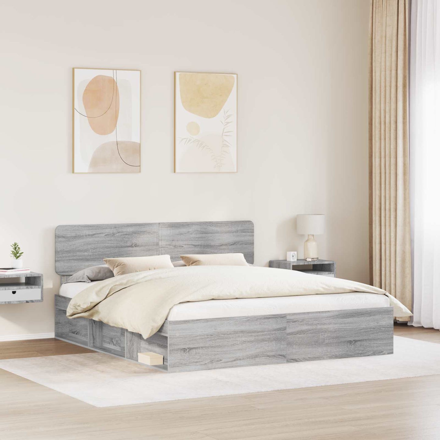vidaXL Σκελετός Κρεβατιού Γκρι Sonoma 200 x 200 cm