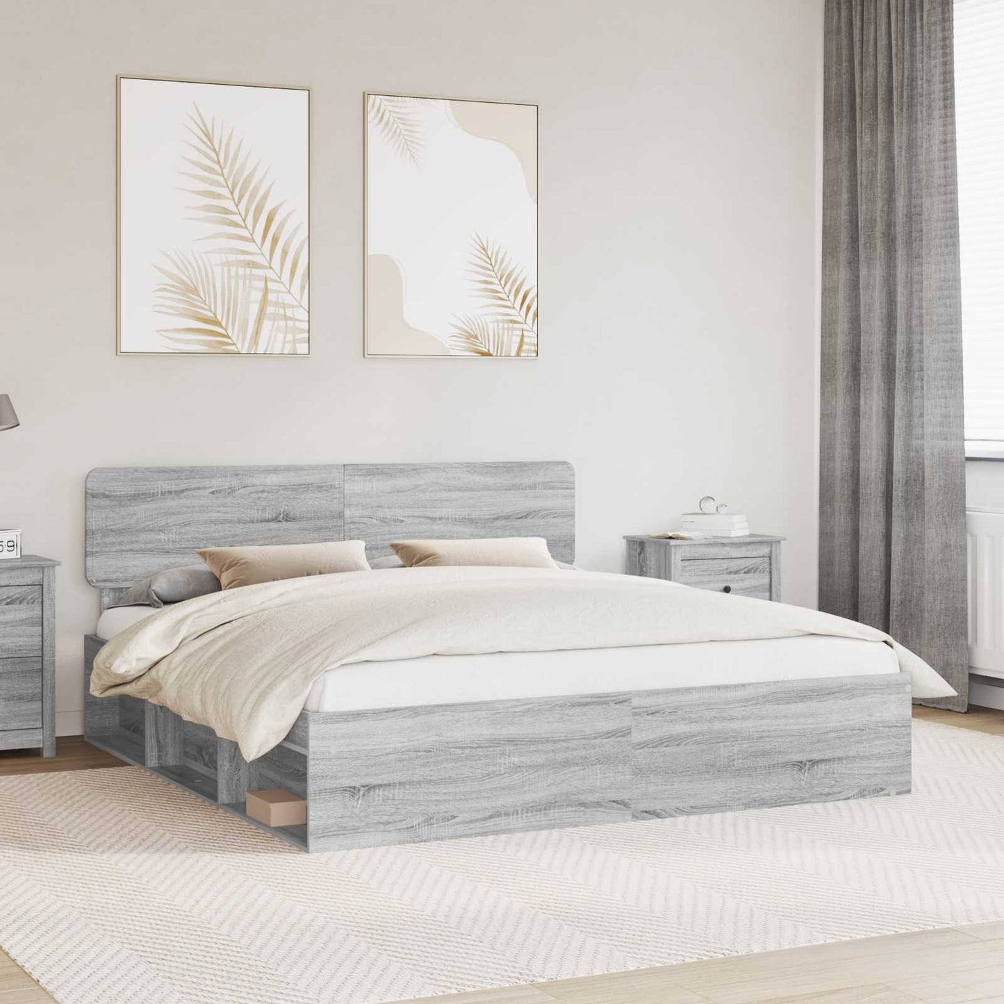 vidaXL Σκελετός Κρεβατιού Γκρι Sonoma 180 x 200 cm