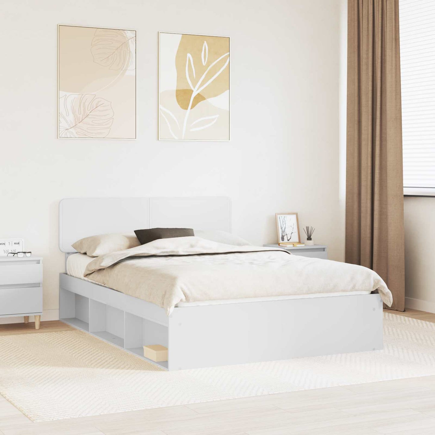vidaXL Σκελετός Κρεβατιού Λευκό 150 x 200 cm Στερεά ξυλεία πεύκου