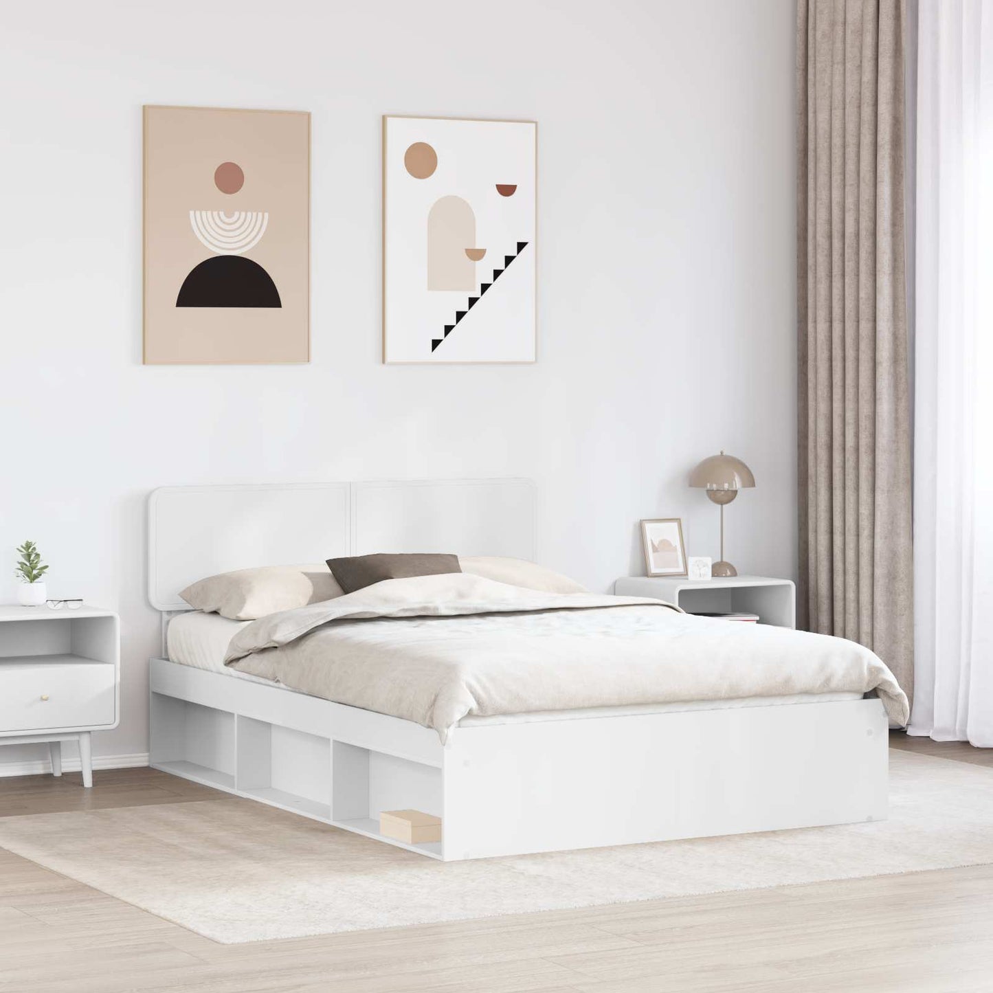 vidaXL Σκελετός Κρεβατιού Λευκό 150 x 200 cm Στερεά ξυλεία πεύκου