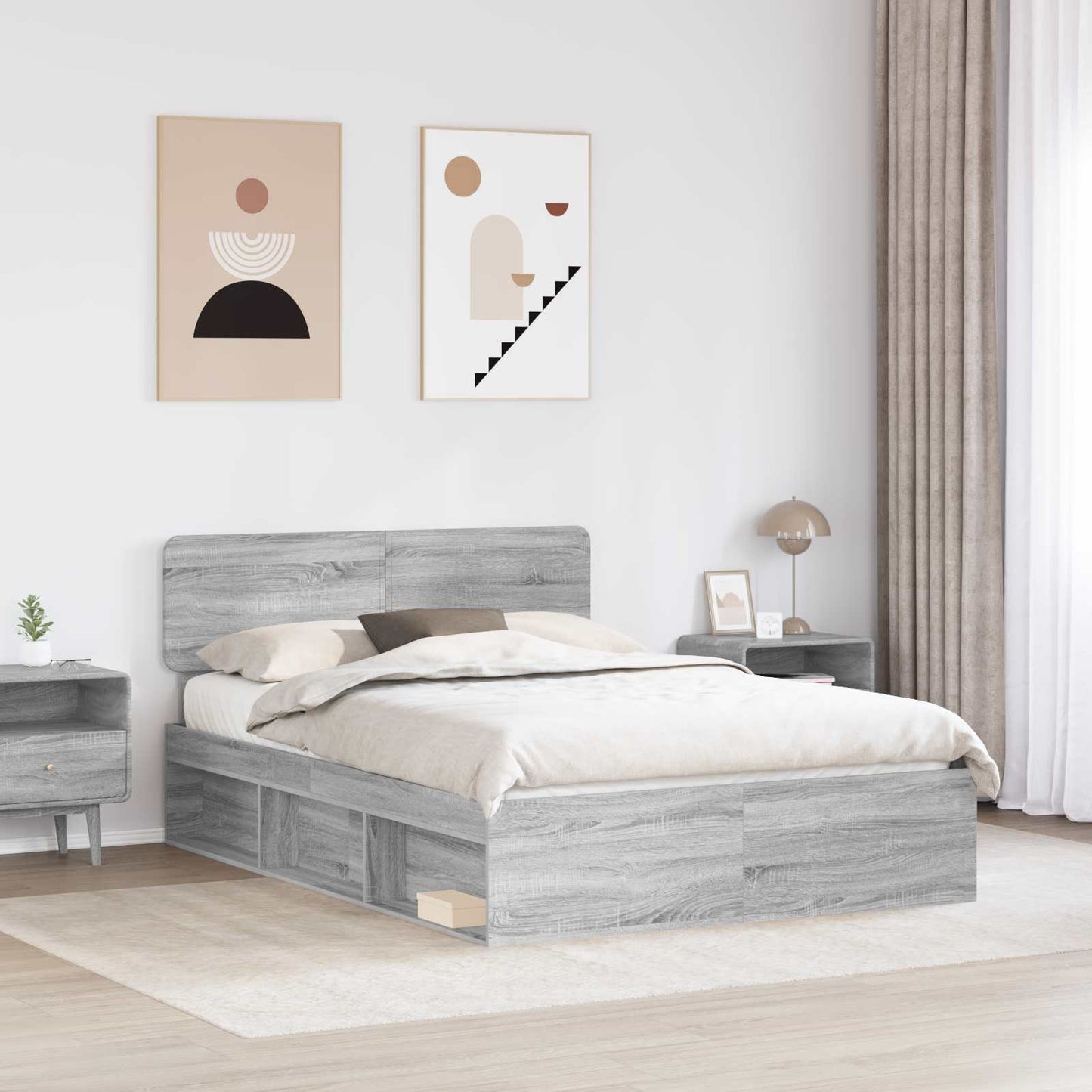vidaXL Σκελετός Κρεβατιού Γκρι Sonoma 150 x 200 cm