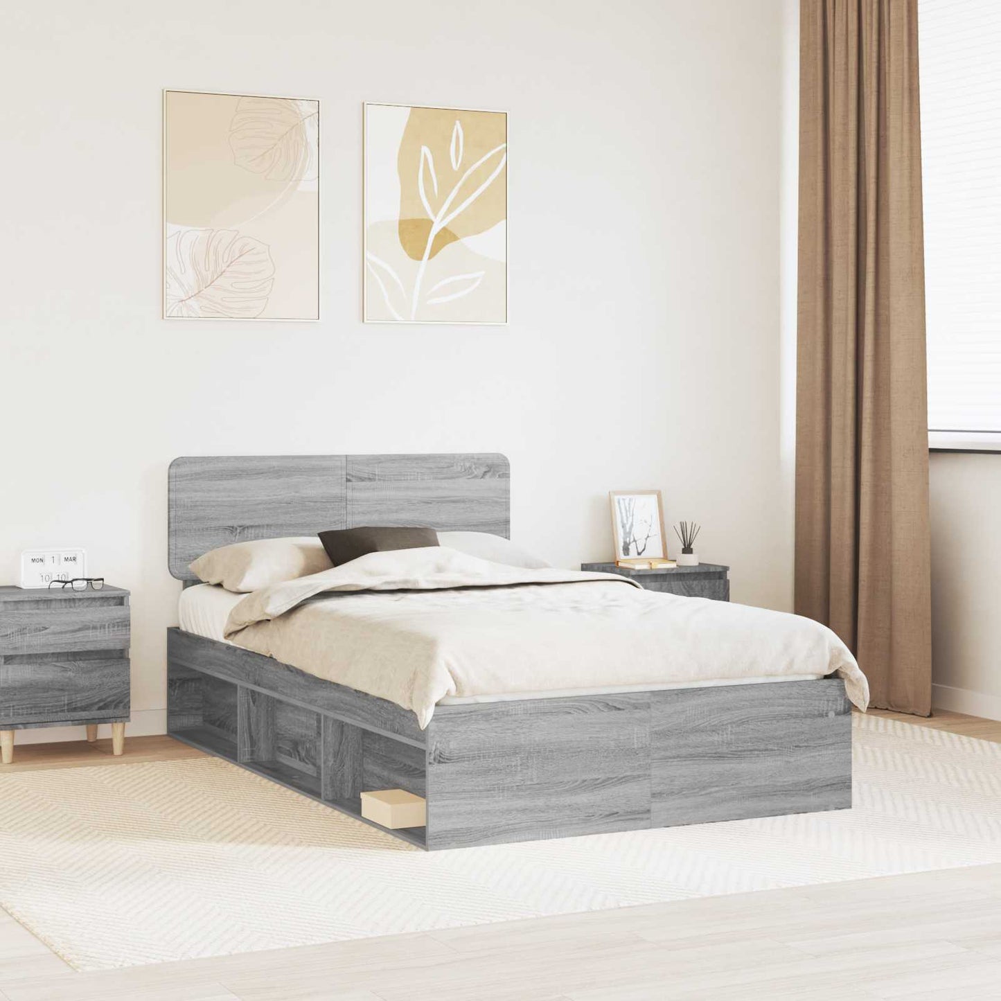 vidaXL Σκελετός Κρεβατιού Γκρι Sonoma 120 x 190 cm