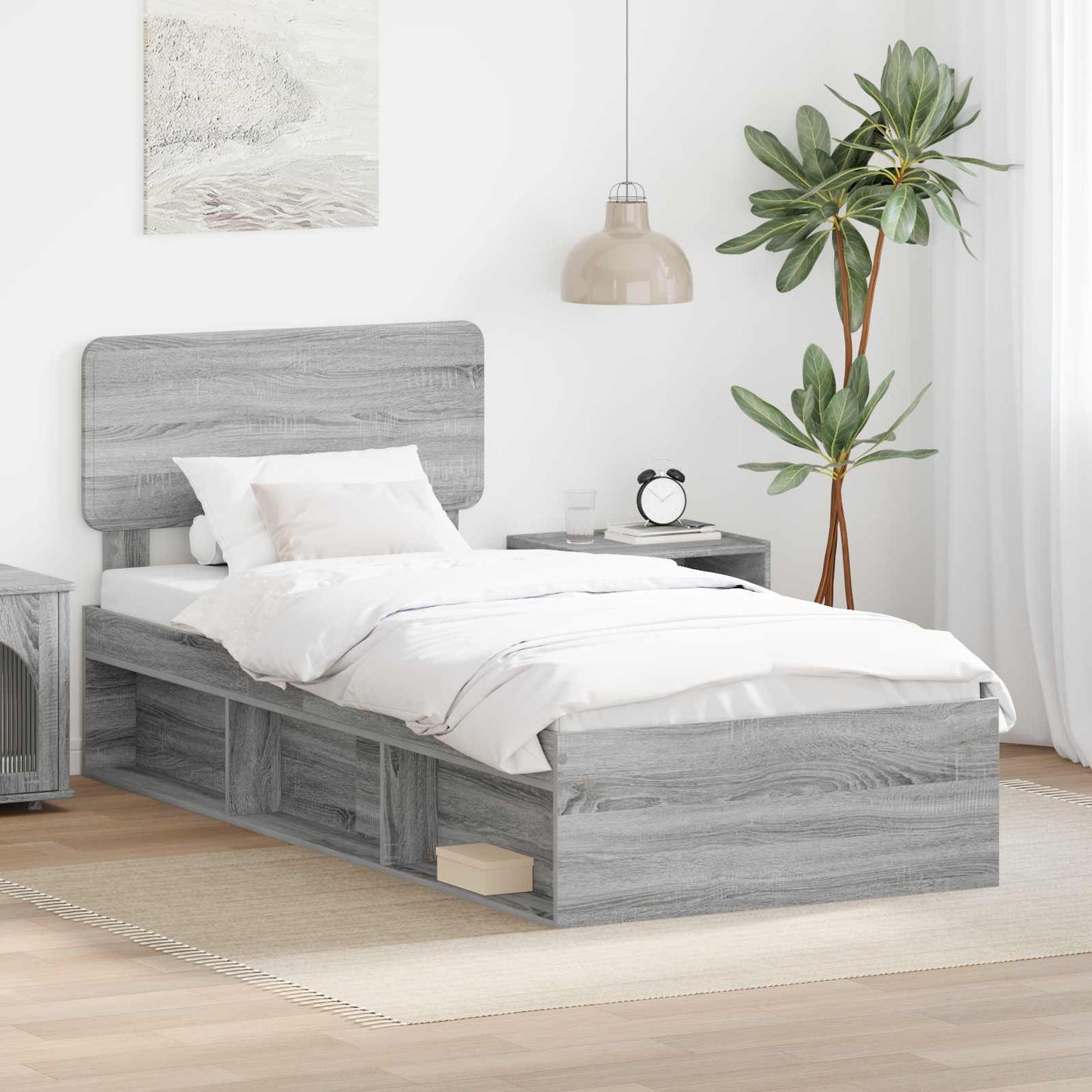 vidaXL Σκελετός Κρεβατιού Γκρι Sonoma 100 x 200 cm