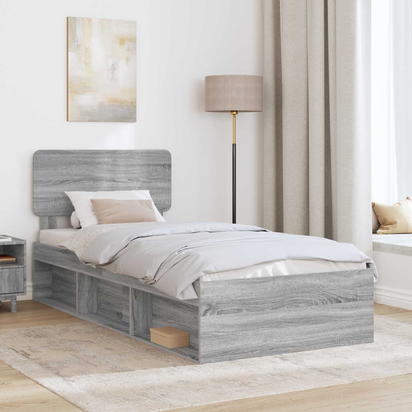 vidaXL Σκελετός Κρεβατιού Γκρι Sonoma 100 x 200 cm
