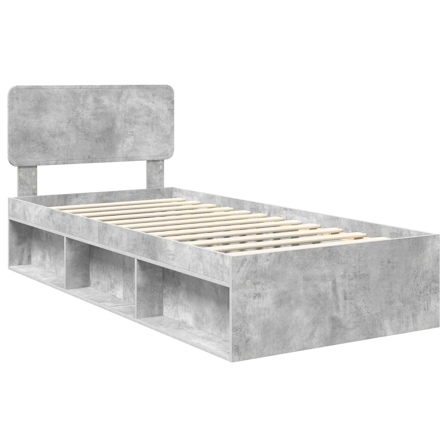 vidaXL Σκελετός Κρεβατιού Γκρι Μπετόν 75 x 190 cm Στερεά ξυλεία πεύκου